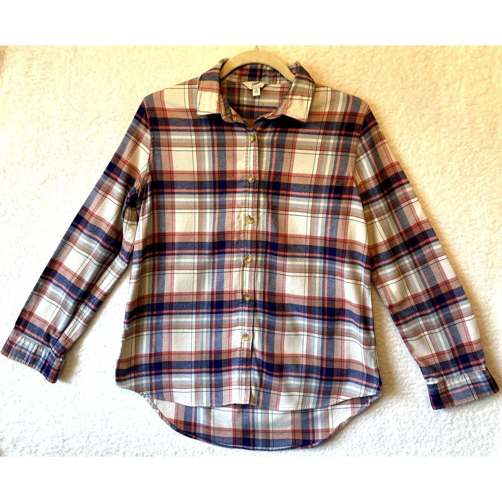 Grayers Flannel Shirt Women's Medium Plaid 100% Cotton Button Up Long Sleeve